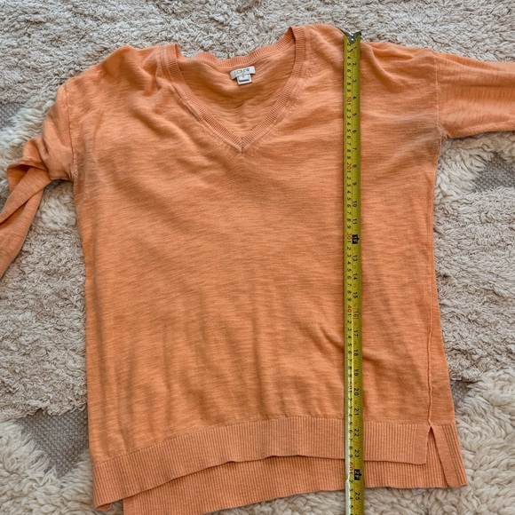 J. Crew Cotton Lightweight V-Neck Pullover Sweater Orange - Size small - Picture 6 of 9
